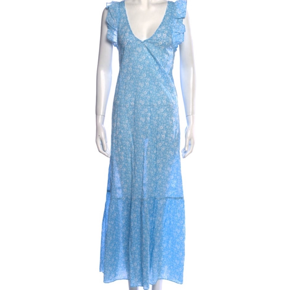 GANNI Cotton Voile Floral Maxi Dress
